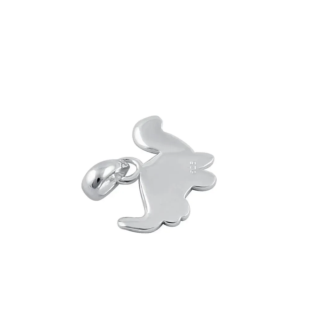 Sterling Silver Green Enamel Dinosaur Pendant Brand New